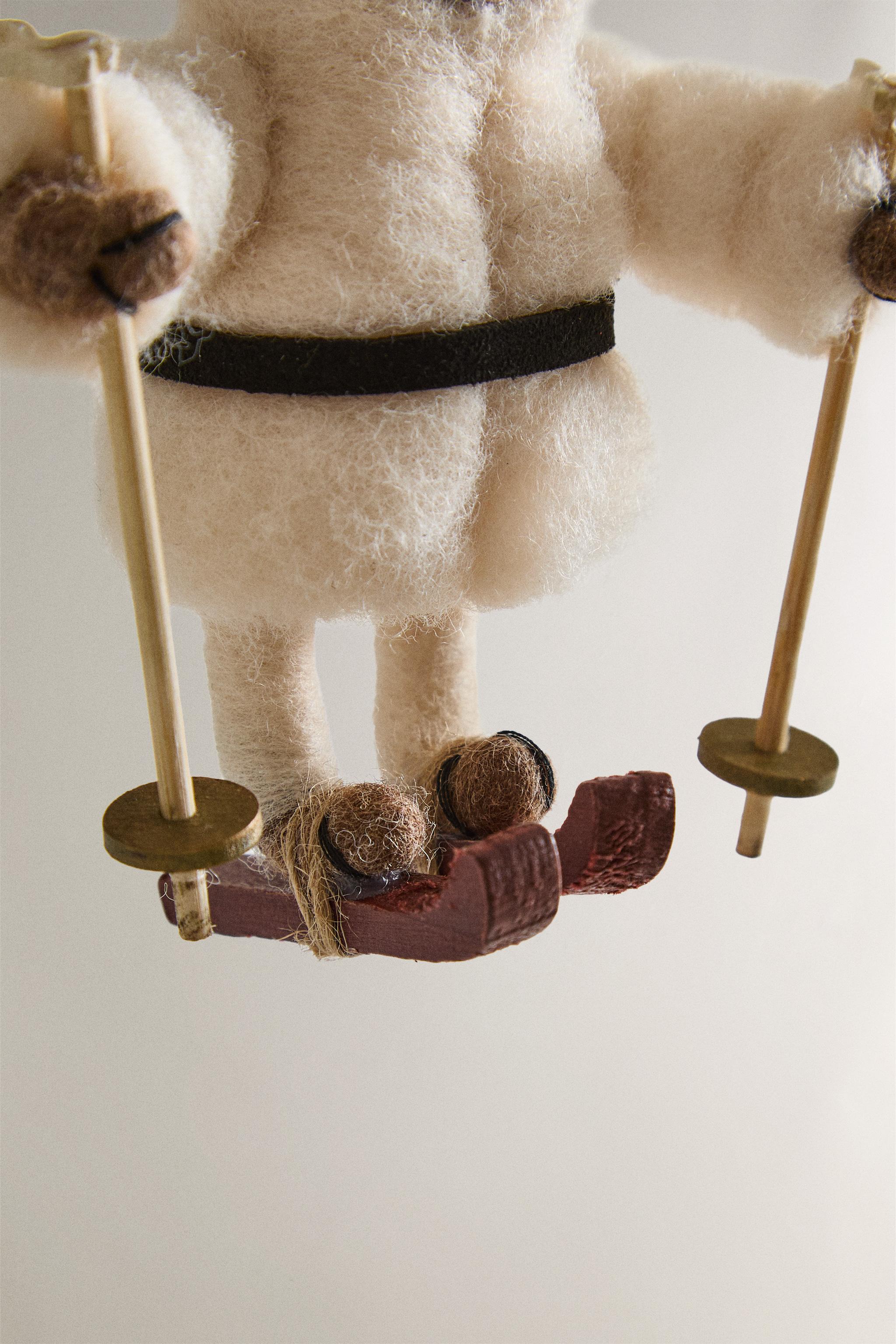 WOOL SKIING BEAR CHRISTMAS TREE ORNAMENT